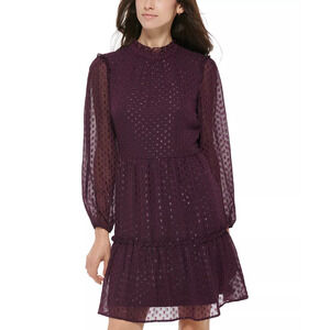 TOMMY HILFIGER Women's Glitter Dot Chiffon Fit & Flare Dress | 4